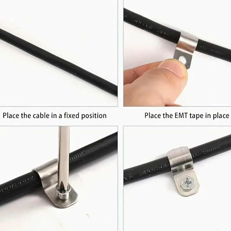 Clips de fixation pour câbles et tuyaux en acier inoxydable, 50 ensembles