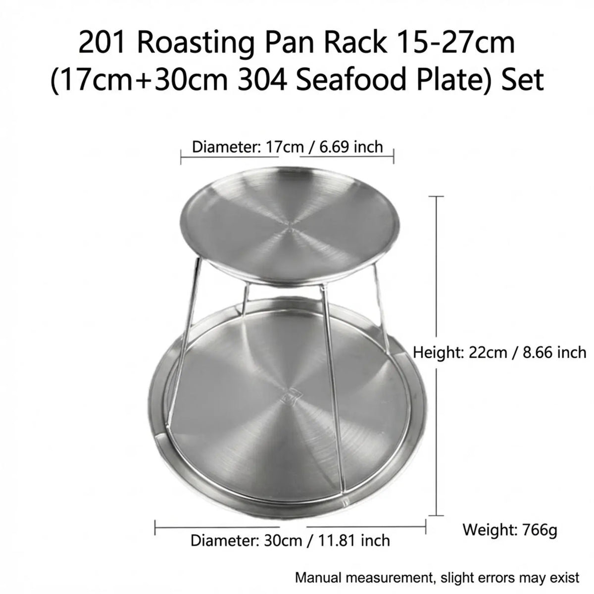 2-Tier Round Stainless Steel Serving Stand for Cakes and Snacks