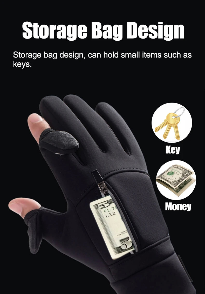 Winter Warm Touch Screen Gloves Outdoor Windproof Waterproof Cold-proof Gloves Men Driving Cycling Fishing Ski Gloves 
