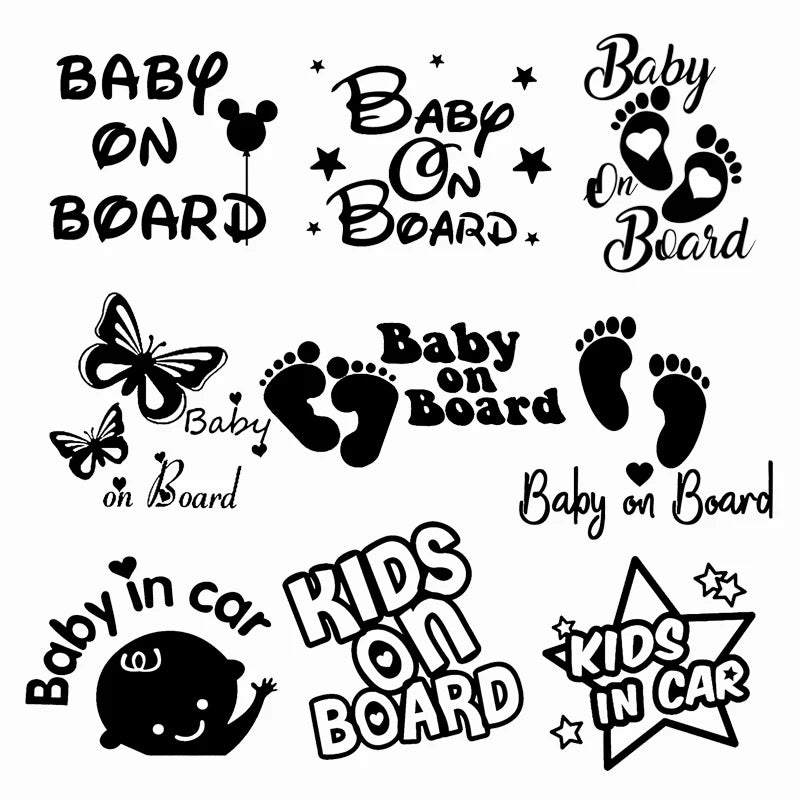 Baby and Kids on Board Car Decal – Nine Designs