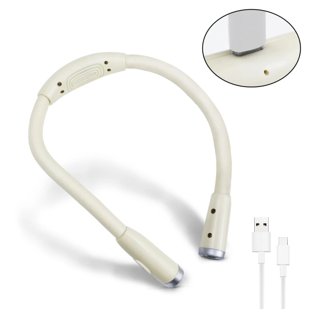 Rechargeable LED Neck Reading Lamp, USB Charging, Black or White