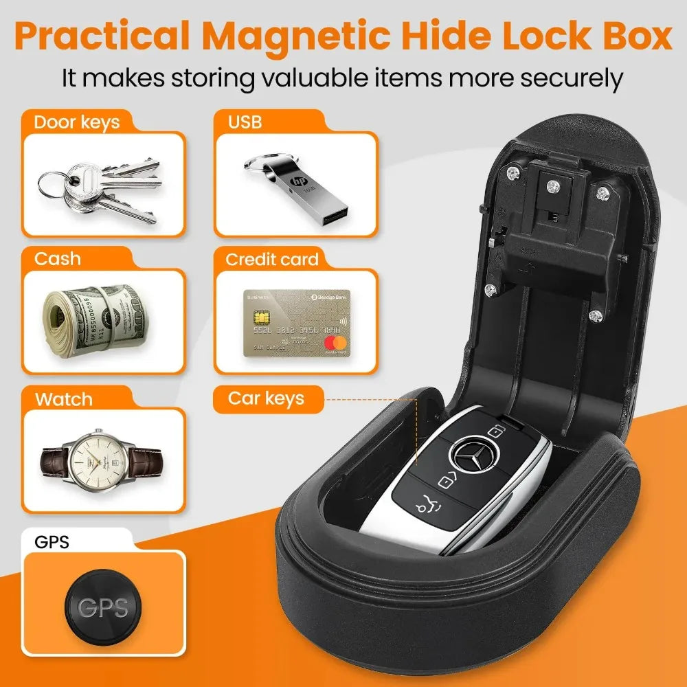 Magnetic Key Lock Box with 4-Digit Code for Car or Outdoor Use