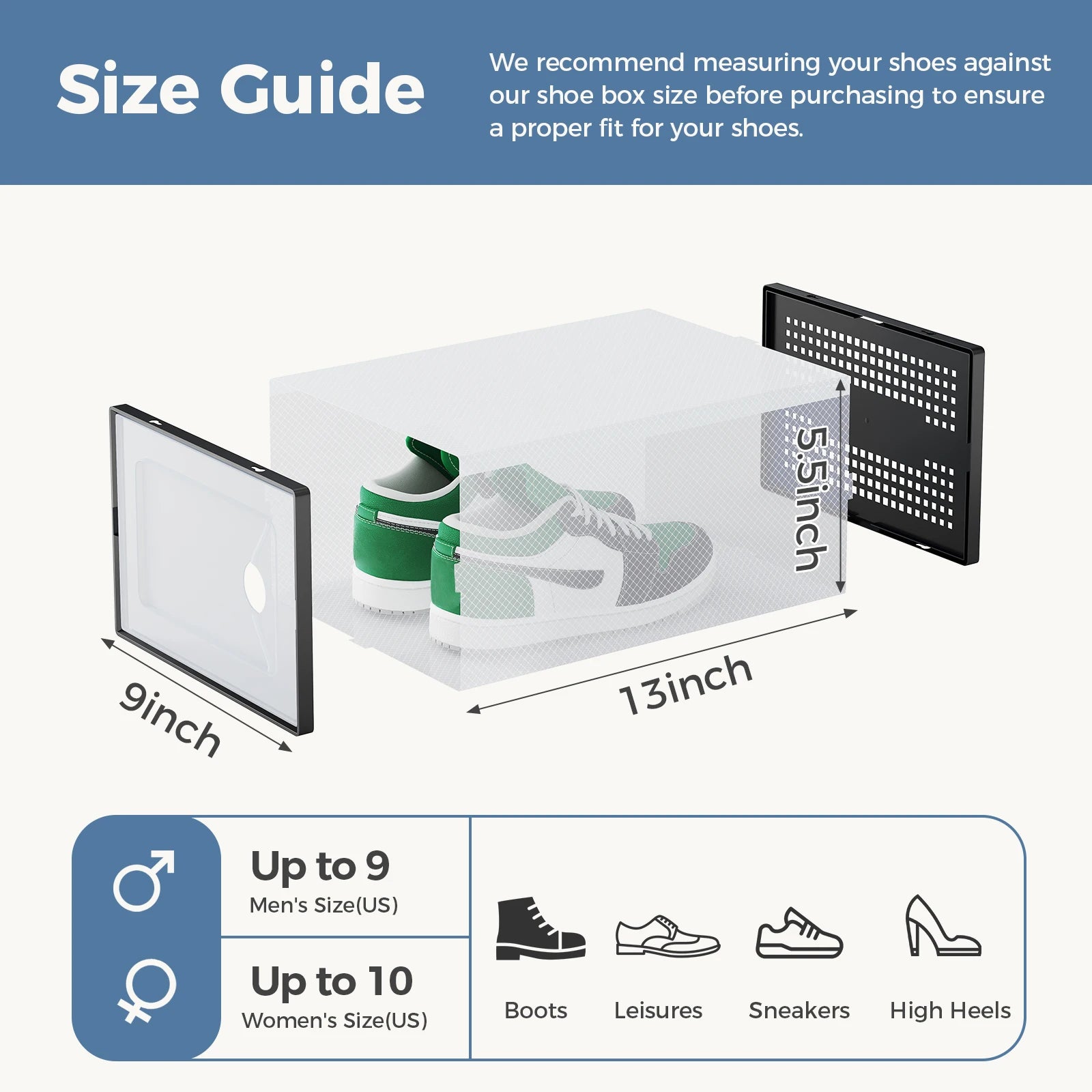 Stackable Clear Shoe Organizer Boxes with Lids (12/15 Pack)