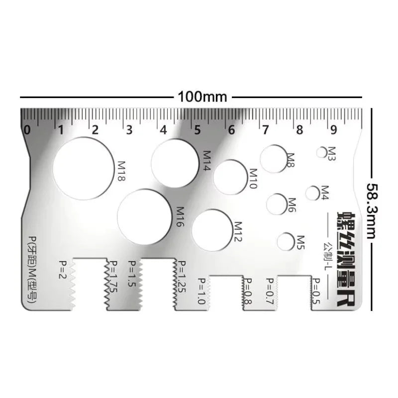 Screw Thread Pitch and Diameter Gauge