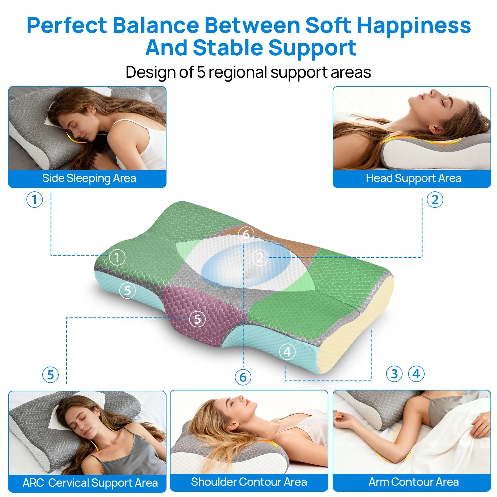 Ergonomic Cervical Memory Foam Pillow with Cooling Cover