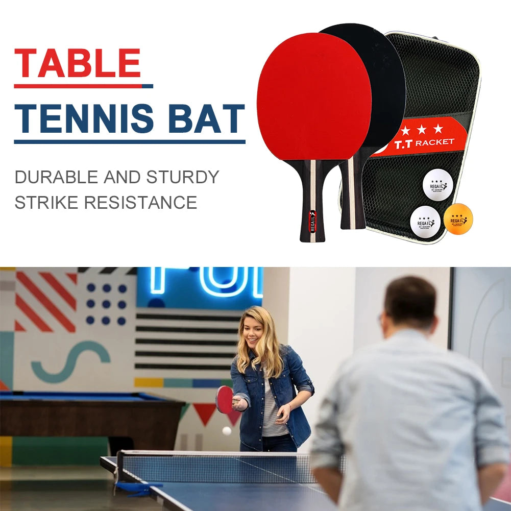 Two-Player Table Tennis Paddle Set with Three Balls