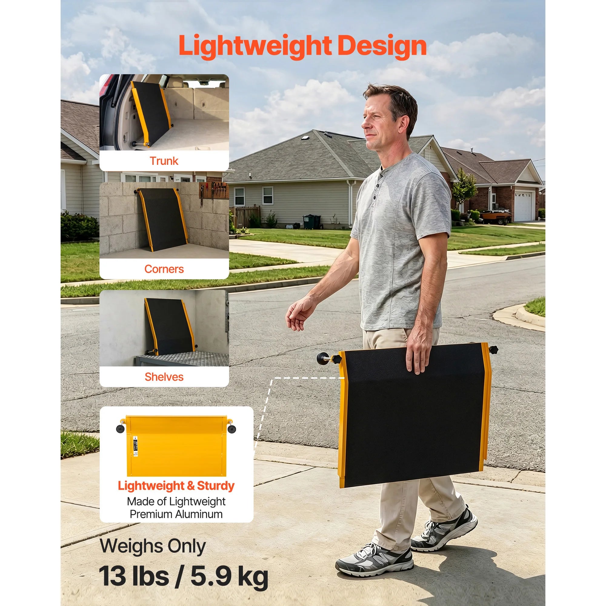 SucceBuy 26x31in Aluminum Door Threshold Ramp 400 lbs Non-Slip Wheelchair Curb Ramps with Adjustable Height for Doorways Carts