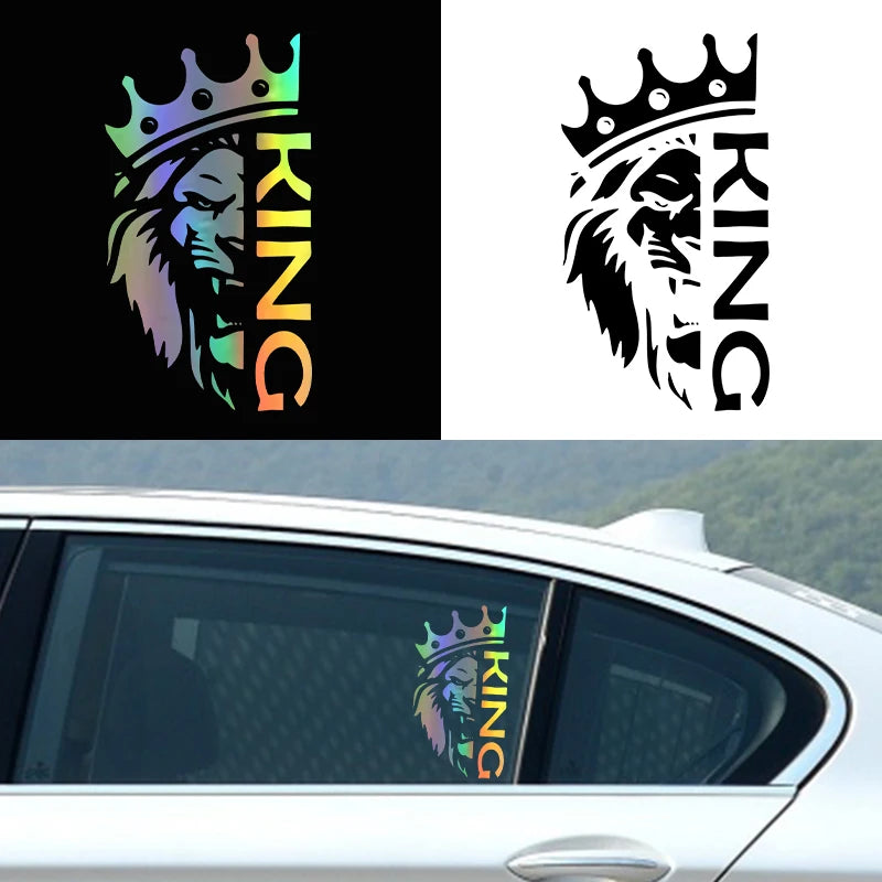 Auto-Innenaufkleber, Löwe mit Krone, König, gestanzter Vinyl-Aufkleber, Auto-Stoßstange, Laptop, wasserfeste Auto-Dekoration