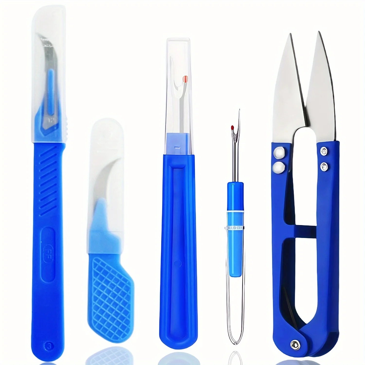 5 pieces of blue sewing tear machine kit, including thread tear machine, suture tear machine, and scissors for removing stitches 