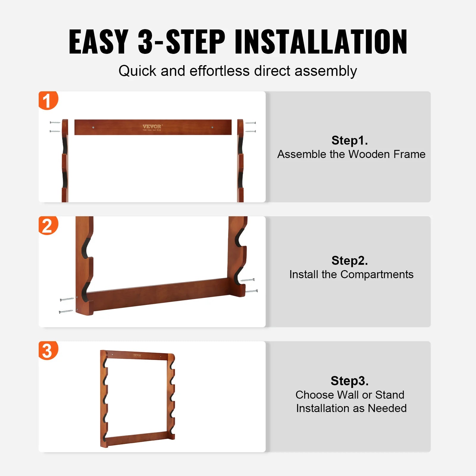 Wall Mounted Wooden Gun Rack with 5 Slots & 132 lb Capacity