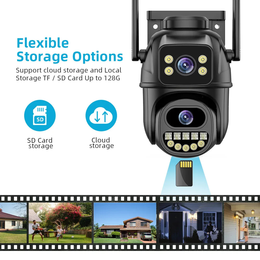 4K 8MP Dual Lens PTZ WiFi Security Camera with AI Tracking