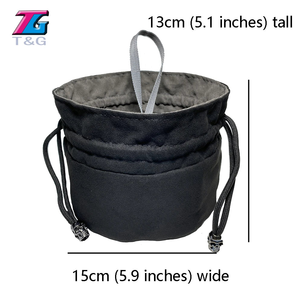 Large Dice Bag with Eight Pockets and Drawstring, 15 x 13 cm