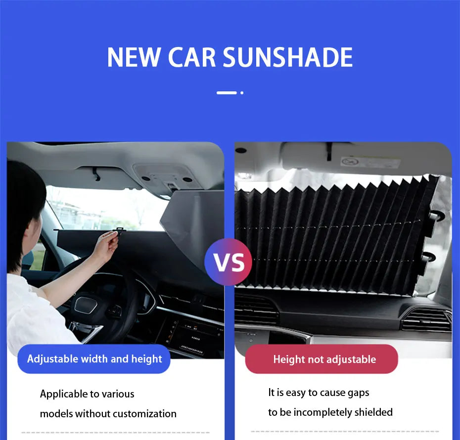 SEAMETAL Telescopic Car Curtains Summer Windshield Sun Protection Cover 72cm-140cm Adjustable Width Sun Shade Privacy Curtains