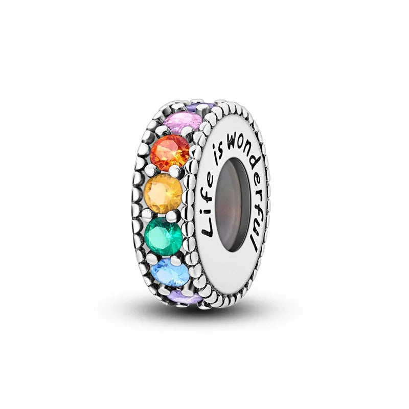 100% 925 Sterling Silver Rainbow Zircon Colorful Butterfly Dragon Shaped Silicone Stopper Charms Beads Fit DIY Bracelets Jewelry 