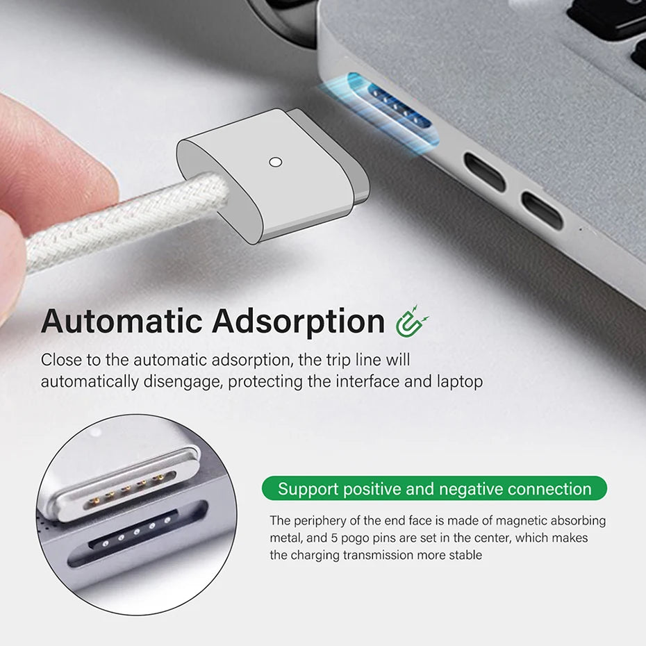 USB-C to Magnetic Charger Cable for Compatible Laptops