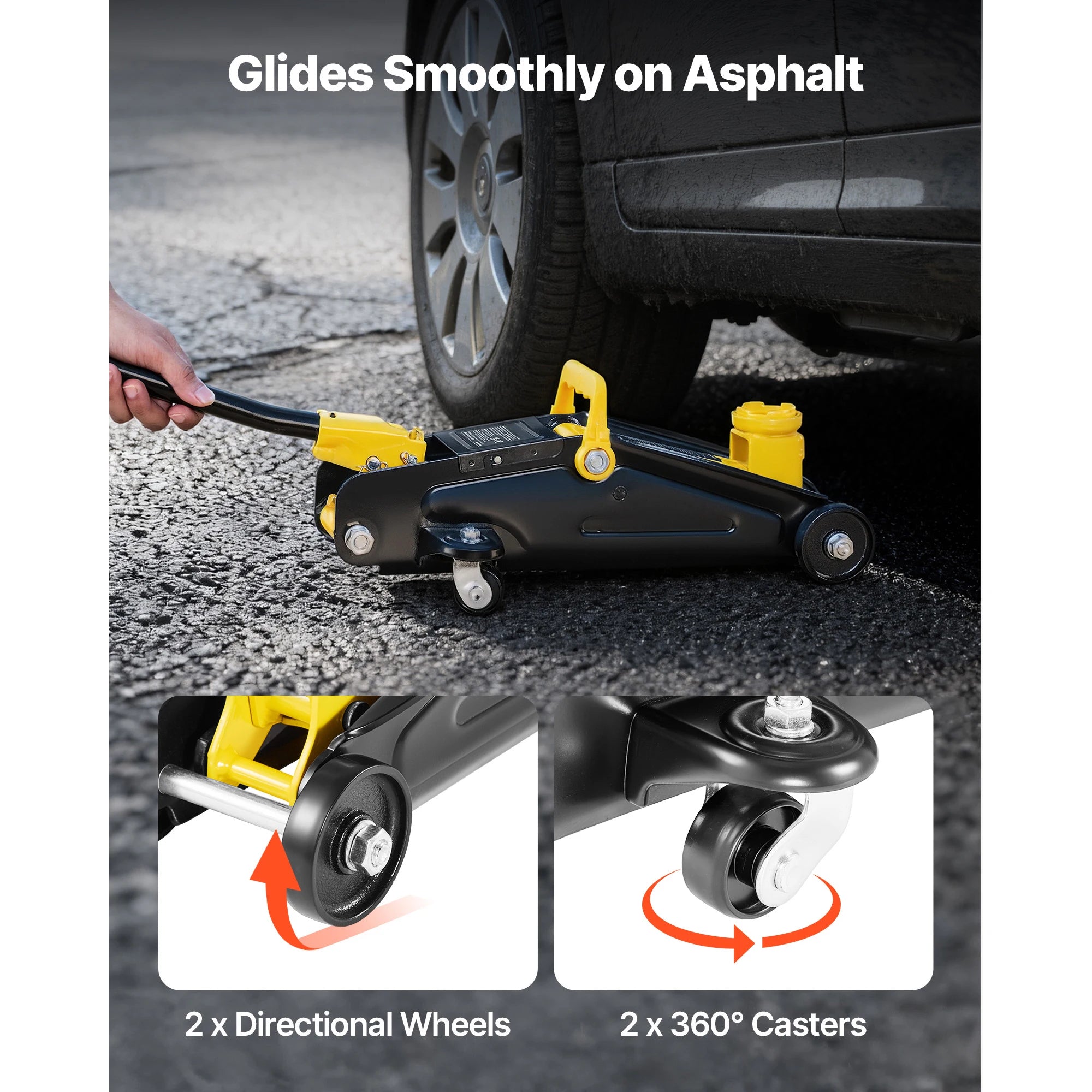 Low Profile Floor Jack with Stands, Steel Hydraulic Car Lift