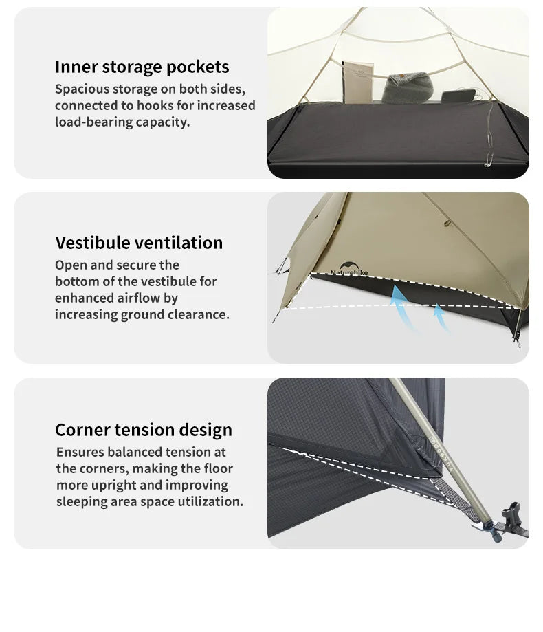 Ultralight 2-Person Waterproof Trekking Tent 20D Nylon 1.8kg