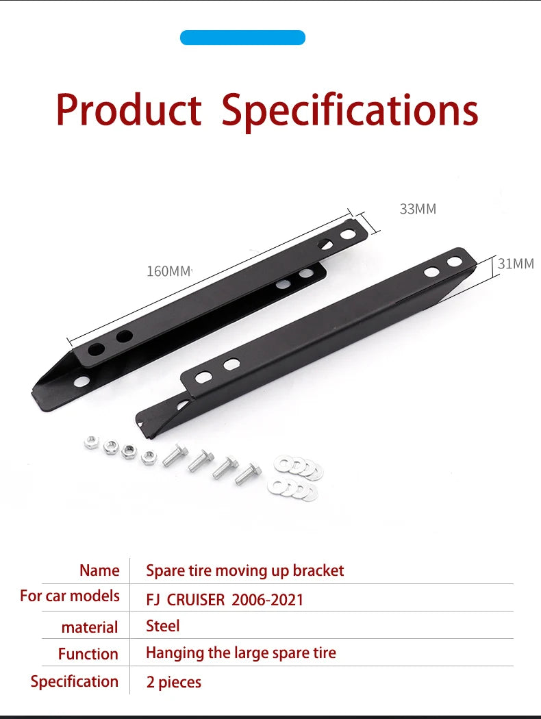 Toyota FJ Cruiser Spare Tire Move Up Bracket Off-Road Accessory