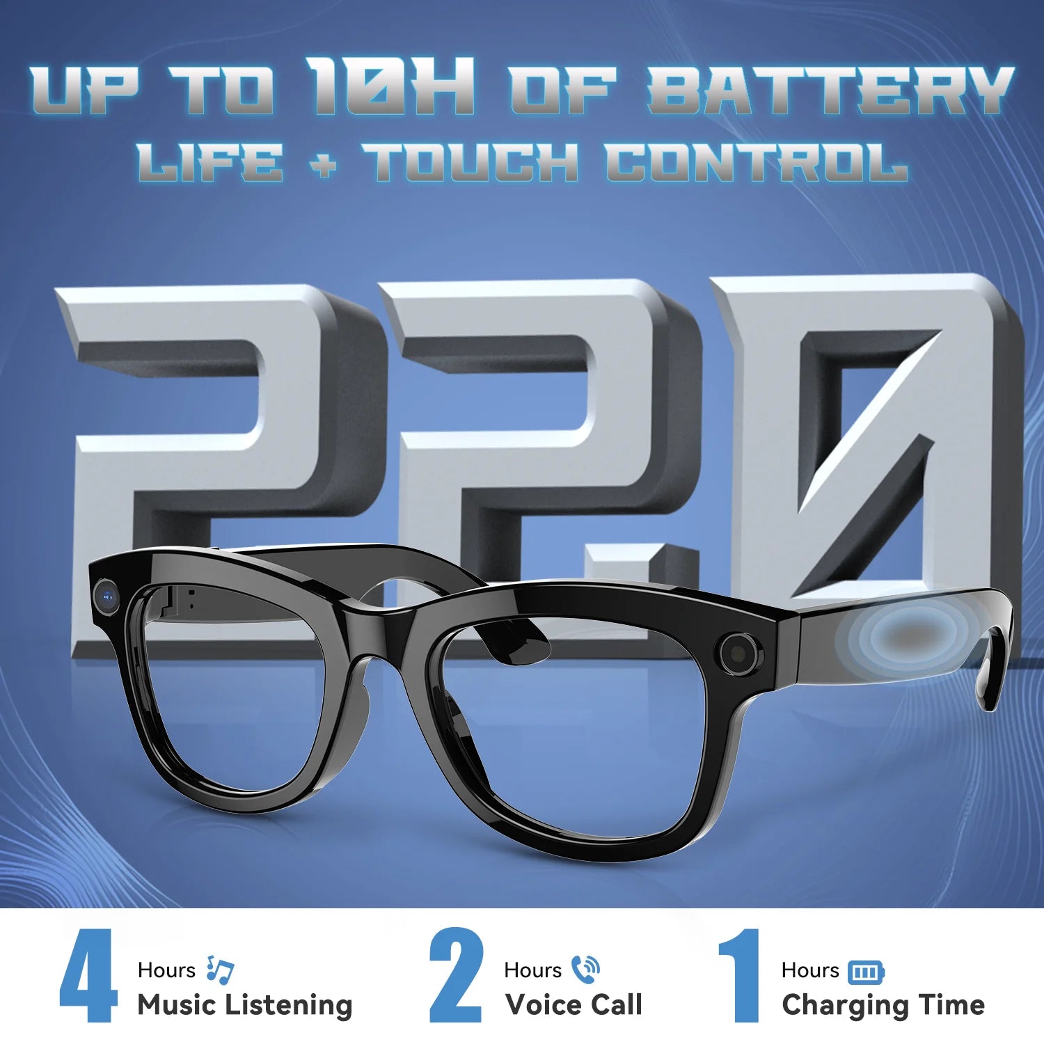 AI Smart Glasses with 8MP Camera, Translator & Open-Ear Audio