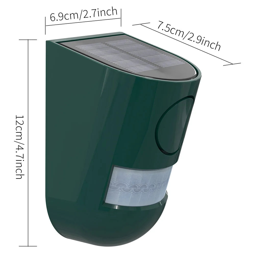 Solar Motion Sensor Alarm with 110dB Siren and Strobe Light
