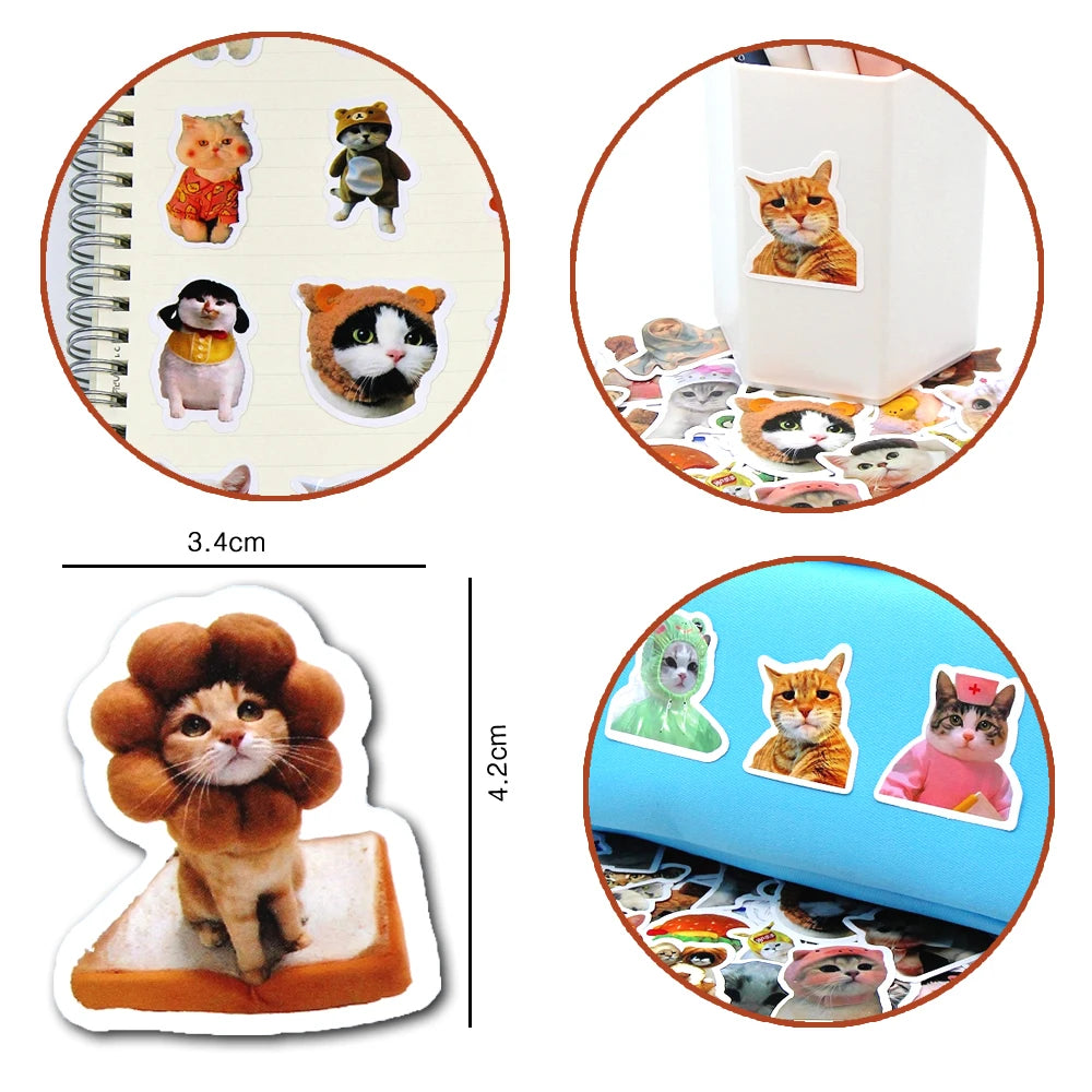 10/50/100pcs Funny Cat Stickers Cartoon Cute Decals Toy Stationery Guitar Phone Bicycle Laptop Luggage Car Graffiti Kids Sticker 