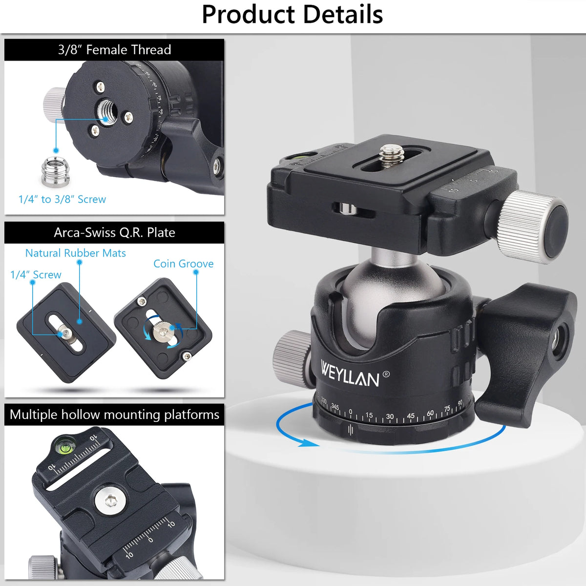 EH30S Low-Profile Camera Ball Head with QR Plate