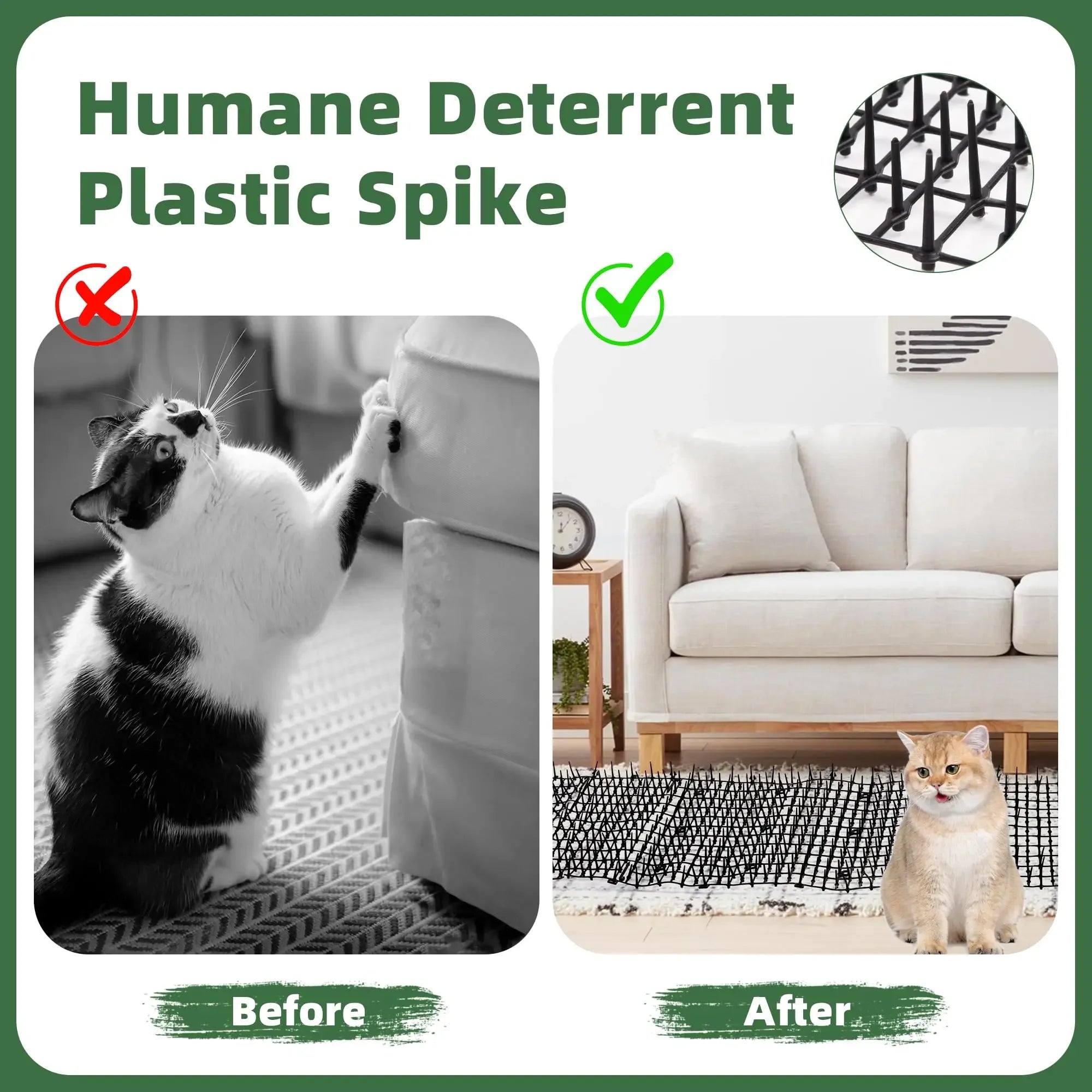 Polypropylene Cat Dog Spike Mat Animal Repellent Deterrent Anti Scat Tool Household Garden Protection