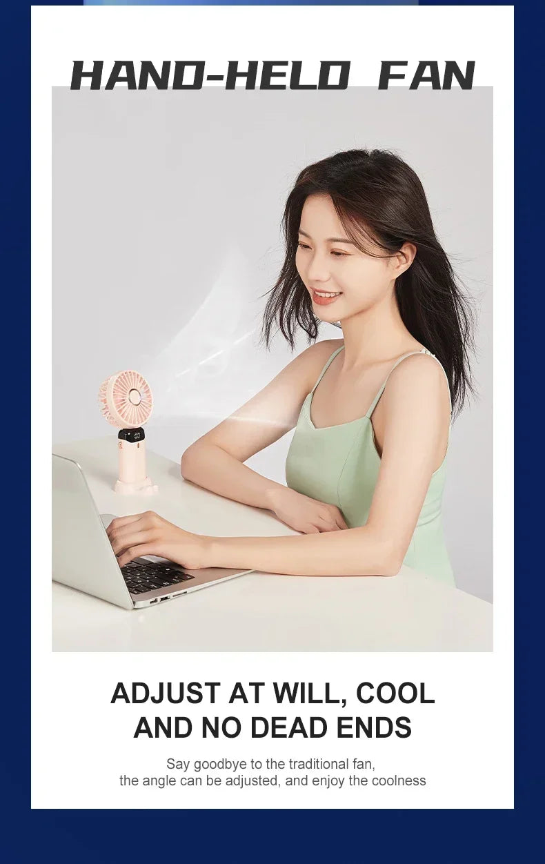Foldable 5-Speed Handheld Mini Fan with LED Display