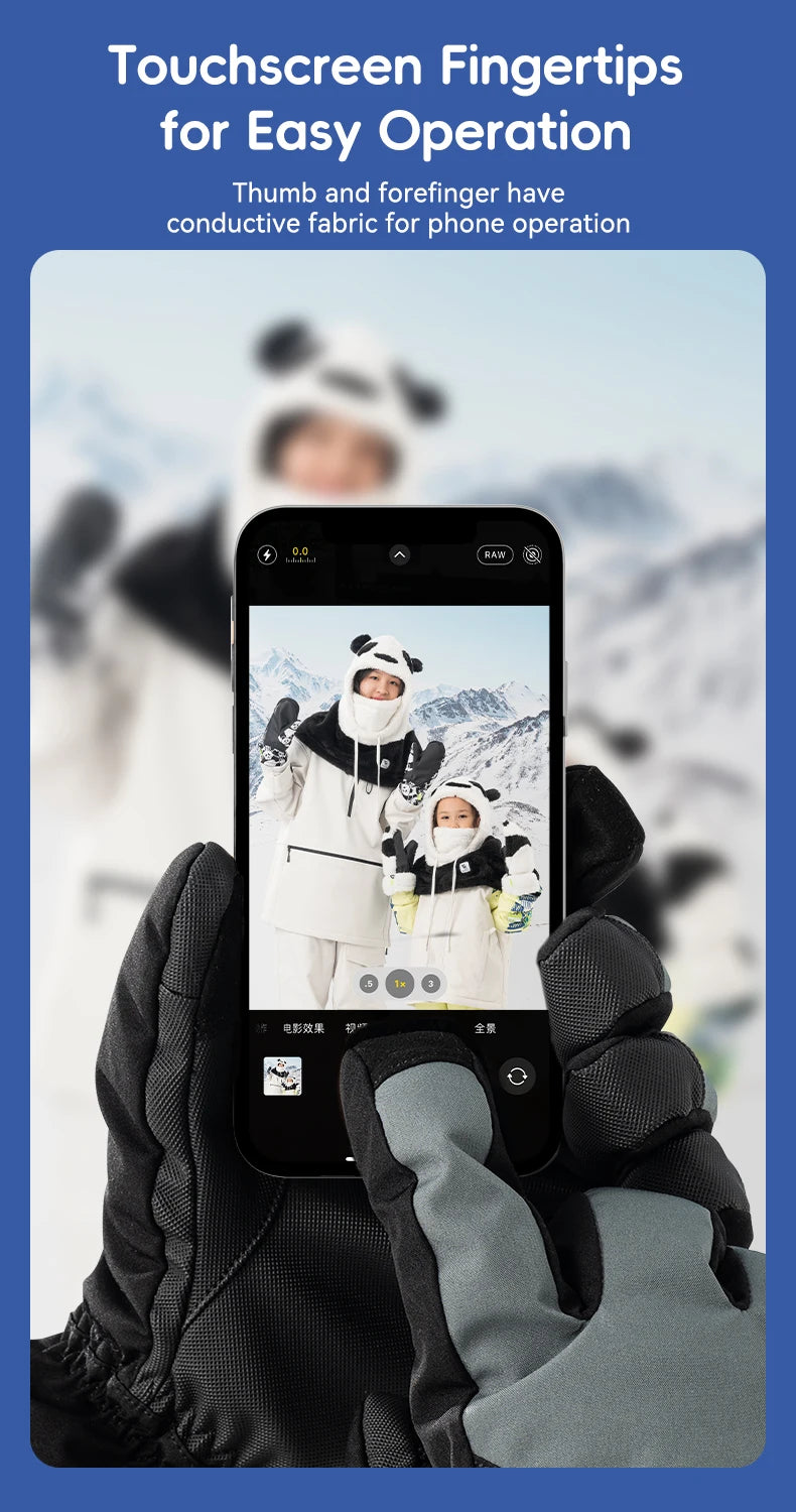 Mănuși de schi izolate, rezistente la vânt, cu vârfuri touchscreen