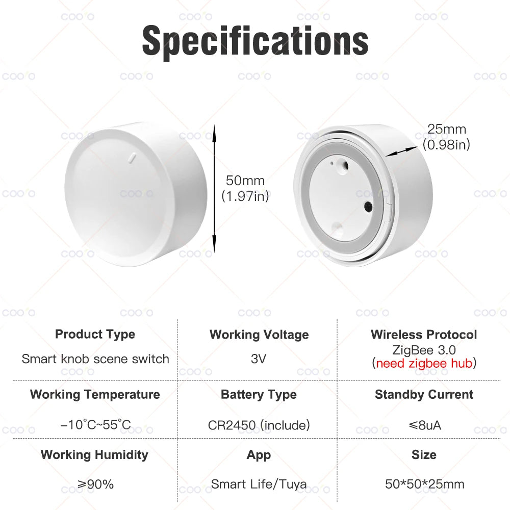 Perilla y Botón de Paleta Inteligente Tuya Zigbee