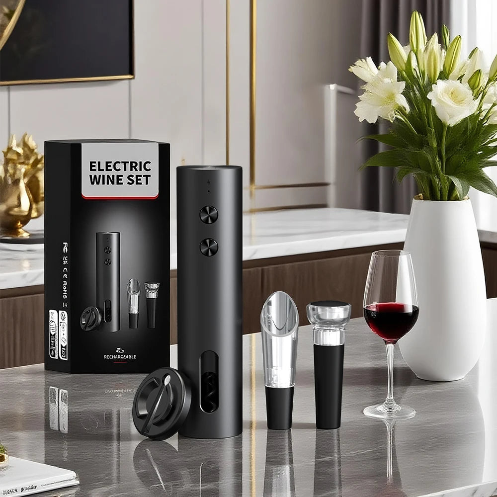 4-i-1 Oppladbar Elektrisk Vinåpner Sett