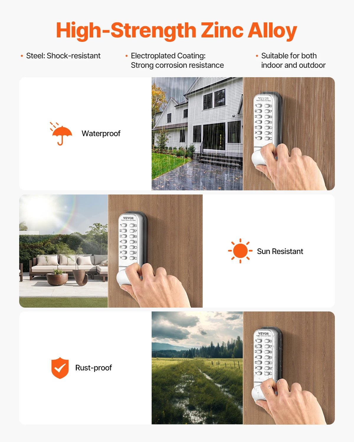 Mechanical Keyless Entry Door Lock with Auto Lock & Keypad
