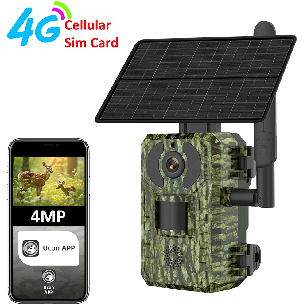 Caméra de surveillance solaire 4G 4MP 2K Vision nocturne PIR Mouvement UE