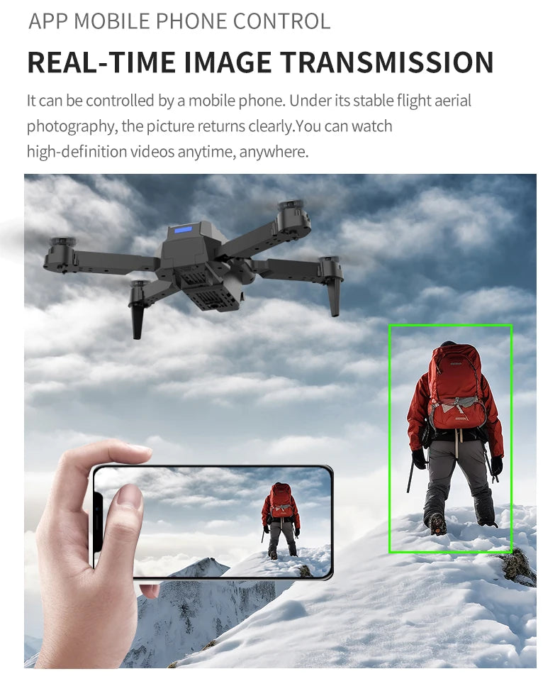 Drone E99 Pro avec caméra HD, contrôle via application et portée de 50 m