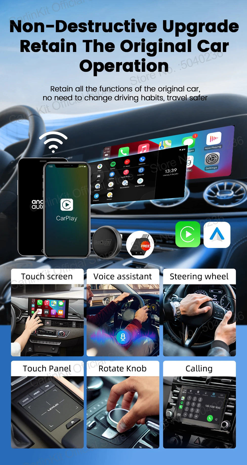 Wireless CarPlay and Android Auto USB Adapter