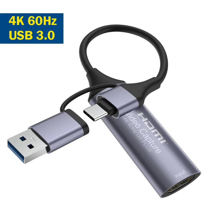 Scheda di acquisizione video HDMI 4K a 60Hz completa UHS USB 3.0 Dispositivo di acquisizione HDMI a USB Type-C Registratore per diretta OBS Gaming PC