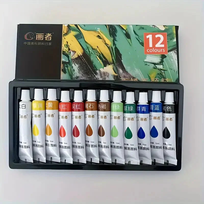 Colorful Acrylic Paint Set – Vibrant 12ml Tubes for Creative Projects