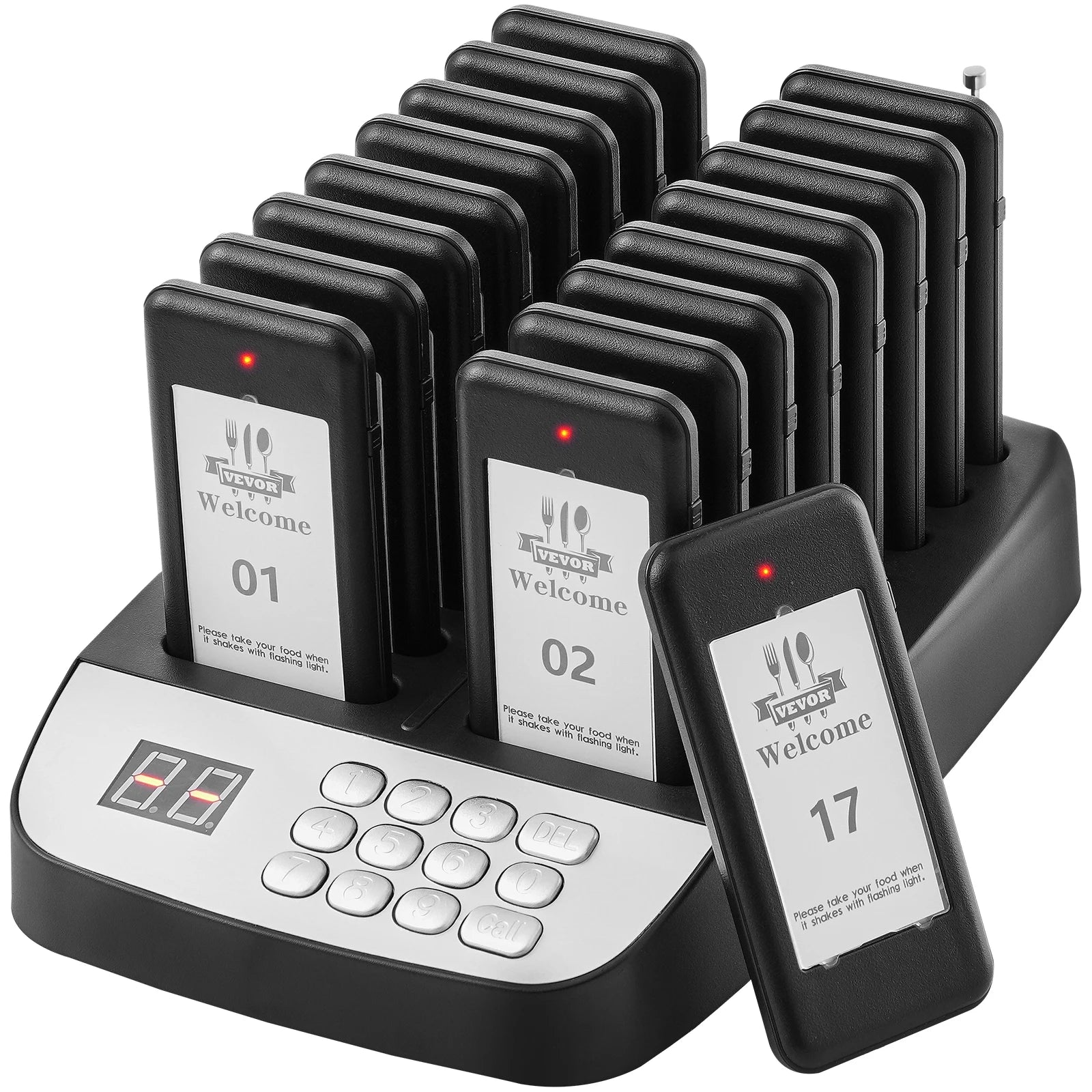 Wireless Restaurant Pager System with 16 Guest Beepers 500m Range