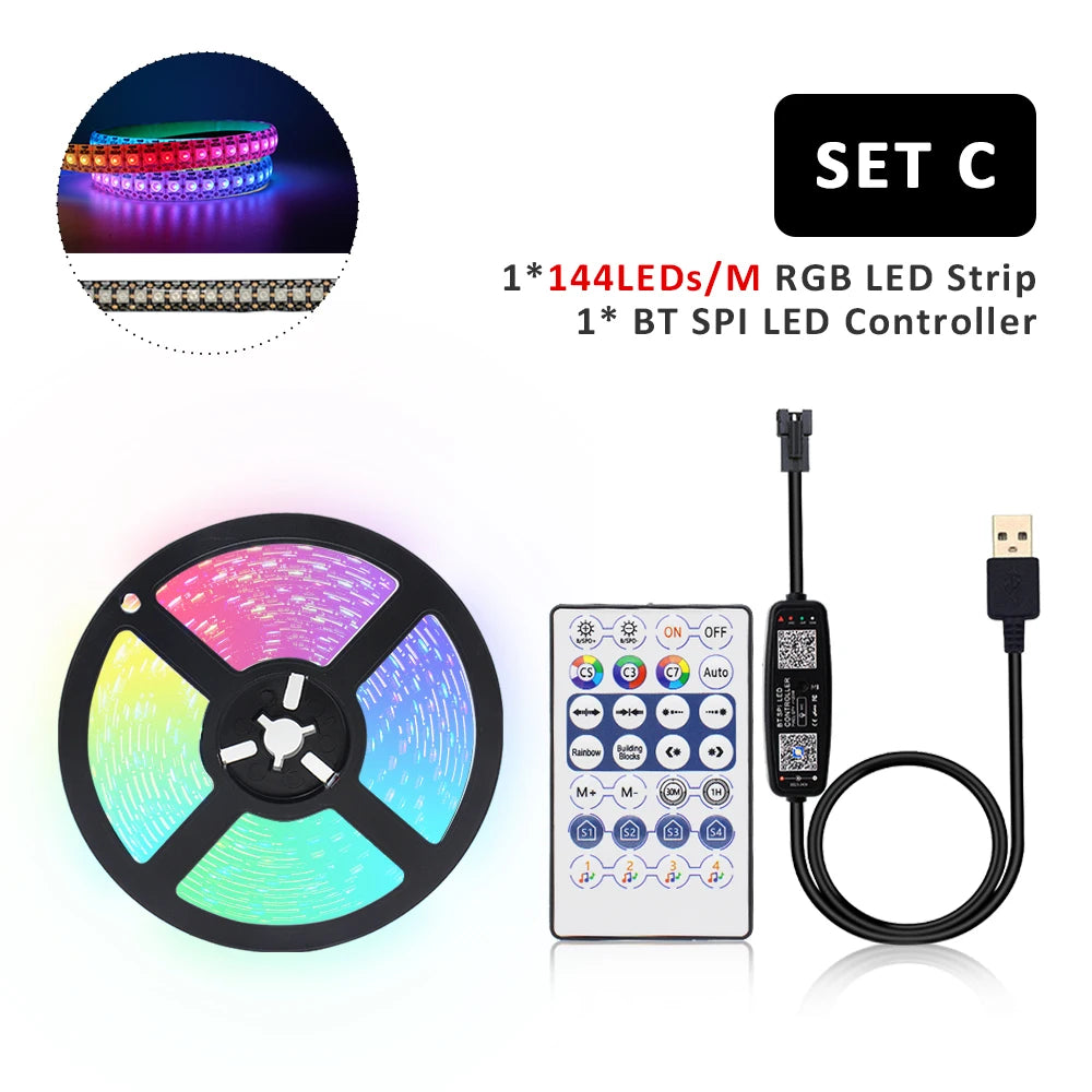 5 V WS2812B Addressable RGB LED Strip with Controller