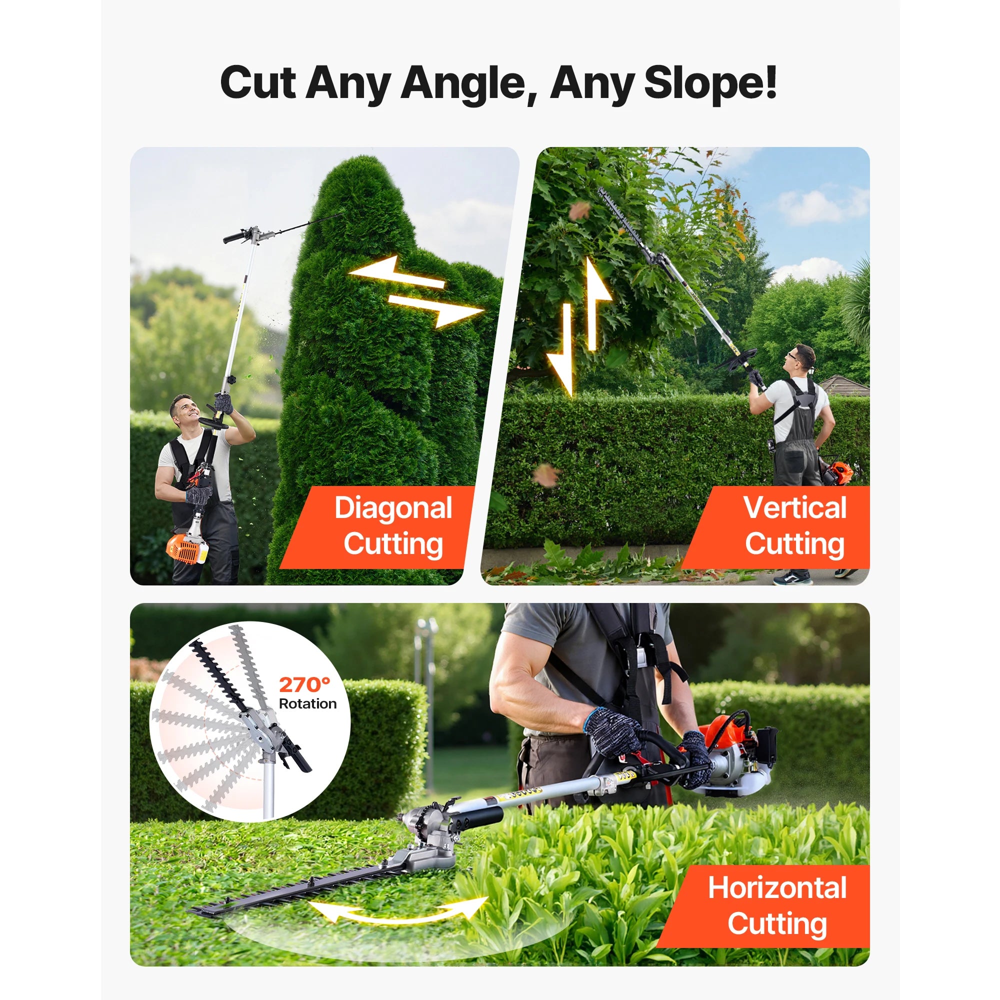 SucceBuy Gas Hedge Trimmer 2 Cycle Gas Power Handheld Hedge Trimmer Weed Eater with Protective Gear Set for Trimming Shrub Bush