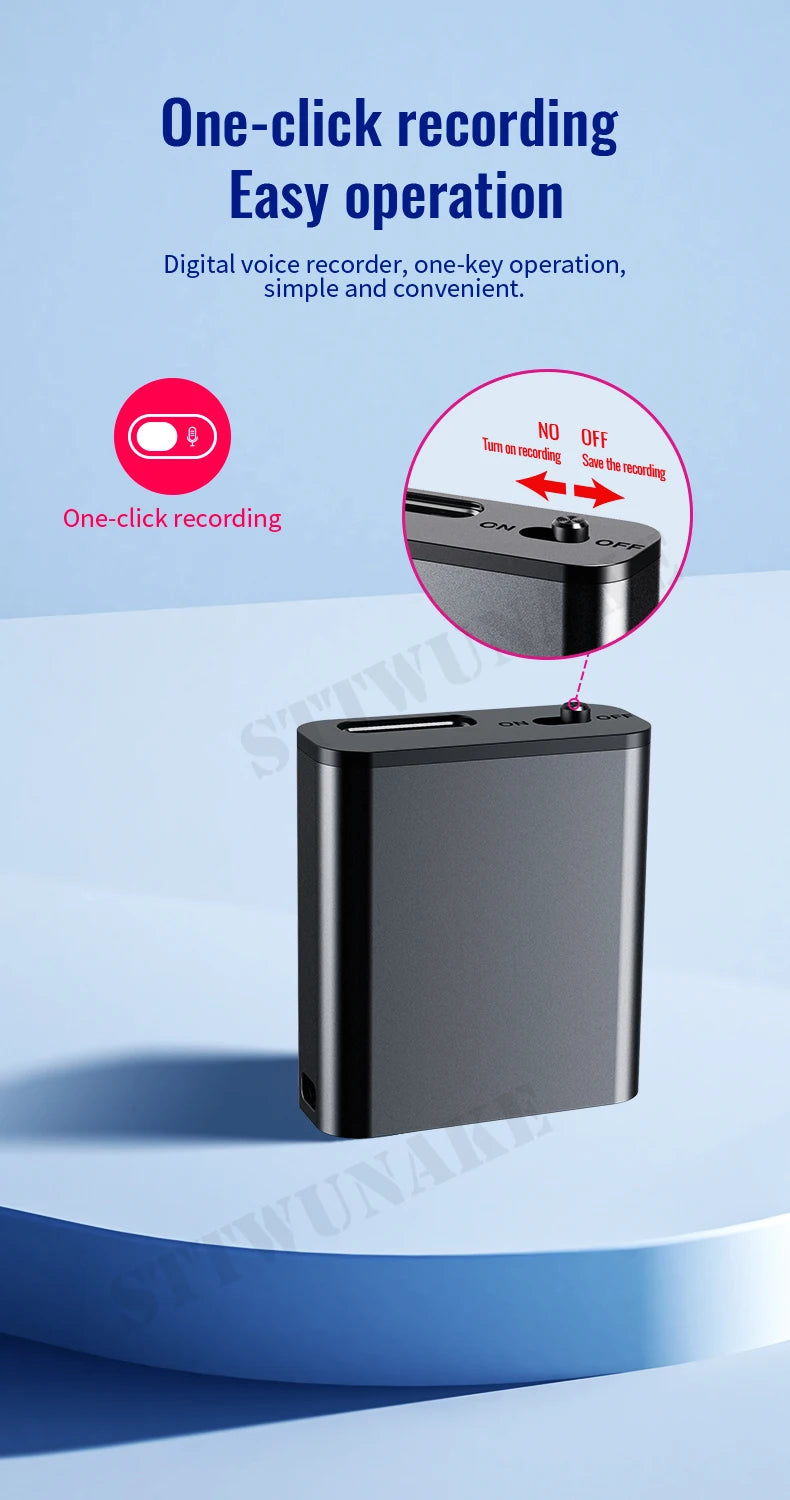 Mini Voice Activated Recorder Only 0.25cm Built-in Magnet Small Digital Audio Recording Sound Device Micro Dictaphone STTWUNAKE 