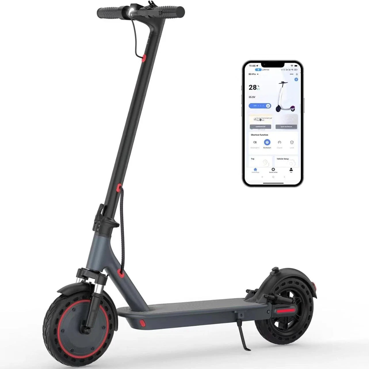 500W Elektrische Scooter 22MPH Opvouwbaar met App-bediening & Vering
