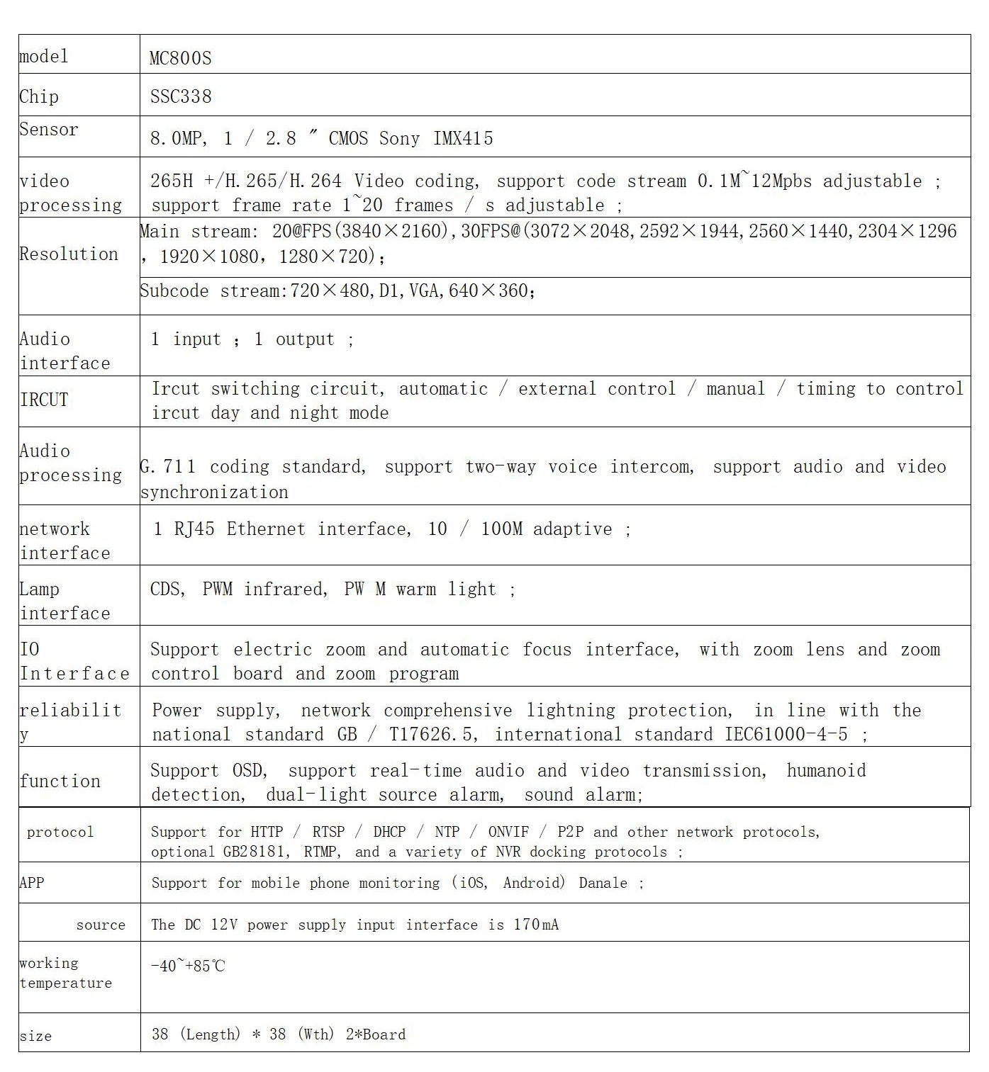 CCTV Starlight 4K IP Digital Camera Board Module 8.0Megapixel SSC338 Sony IMX415 Webcam Illumination RTSP RTMP Photo Snapshot