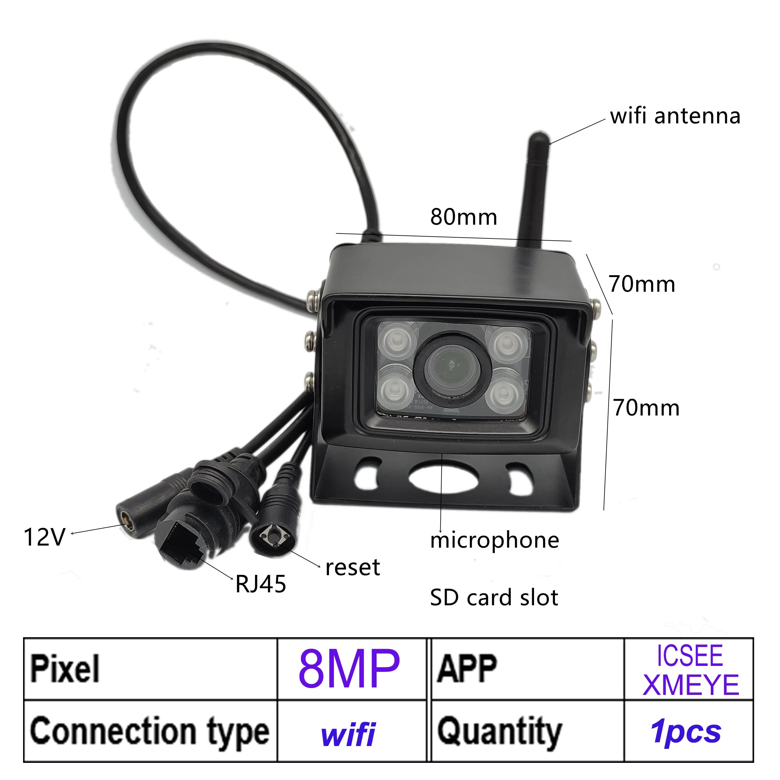 8MP Outdoor IP Security Camera with Motion Detection