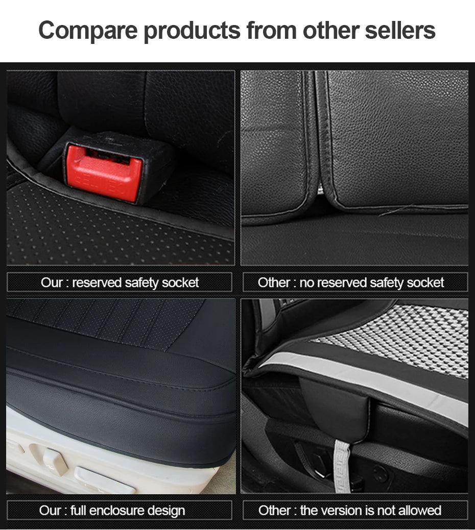 SEAMETAL Premium Car Seat Cover PU Leather Wrapped Vehicle Seat Protector Cushion Anti Slip Universal for Sedan Suv Truck Pickup