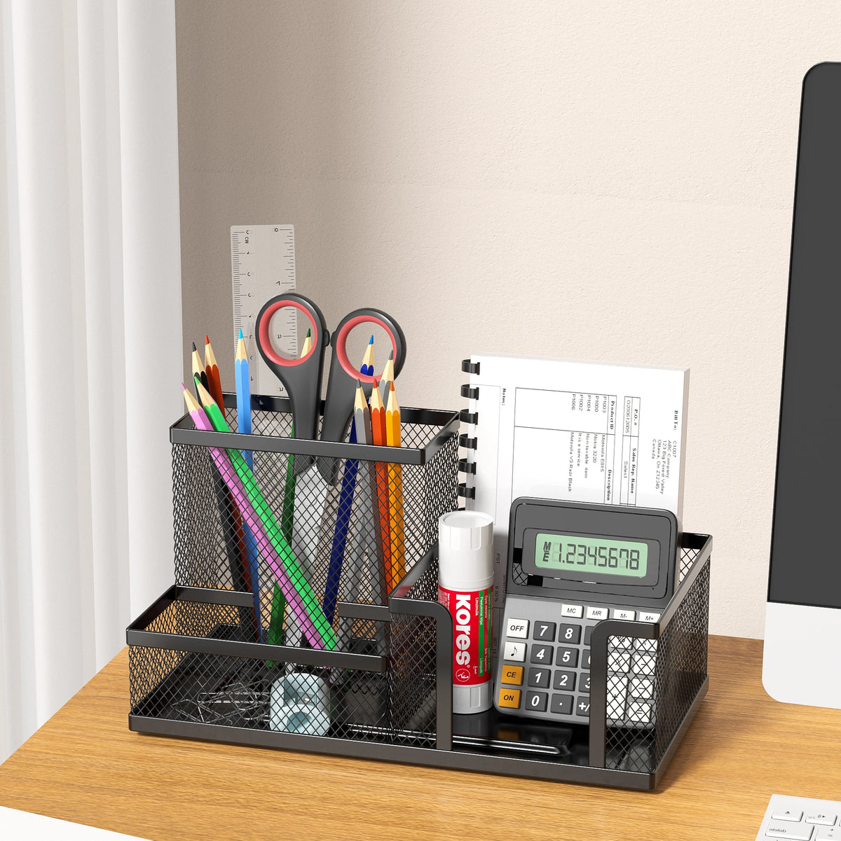 Three-Tier Black Mesh Desk Organiser