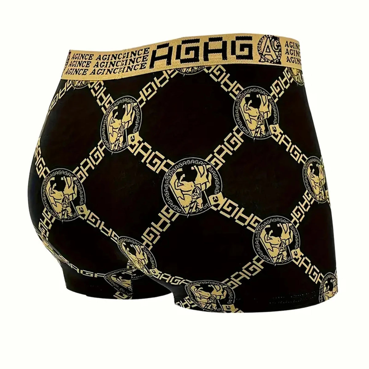 Conjunto de 8 cuecas masculinas de luxo com estampado de cavaleiro e corrente, elásticas e de corte reto - Confortáveis, respiráveis e de secagem rápida