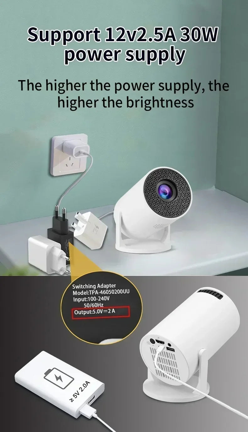 Ny SmartProjector Mini HY300 8K Android 11 Dubbel Wifi6 290ANSI Allwinner H726 BT5.4 1080P 1280*720P Hemmabiougn Outdoor Projektor