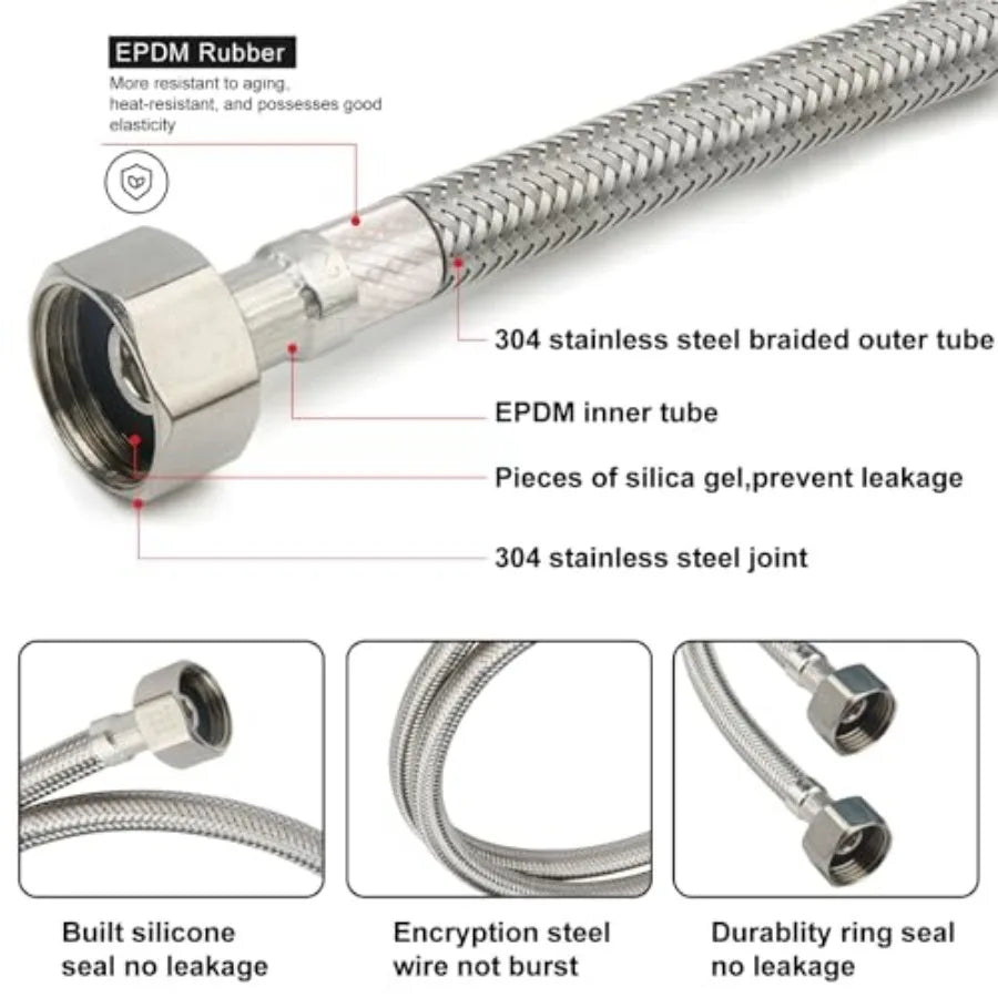 Manguera de suministro para grifo trenzada de acero inoxidable 1/2" FIP x2 unidades