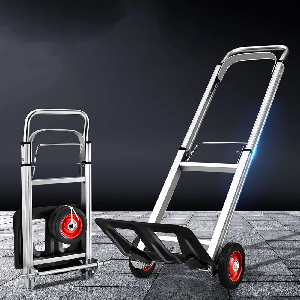 Folding Sack Truck Portable Dolly Cart Long Telescoping Handle Heavy Duty Barrow Cart Non-Slip for Moving and Travel